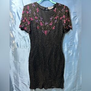 Chic Black Dress with Vibrant Embroidery
